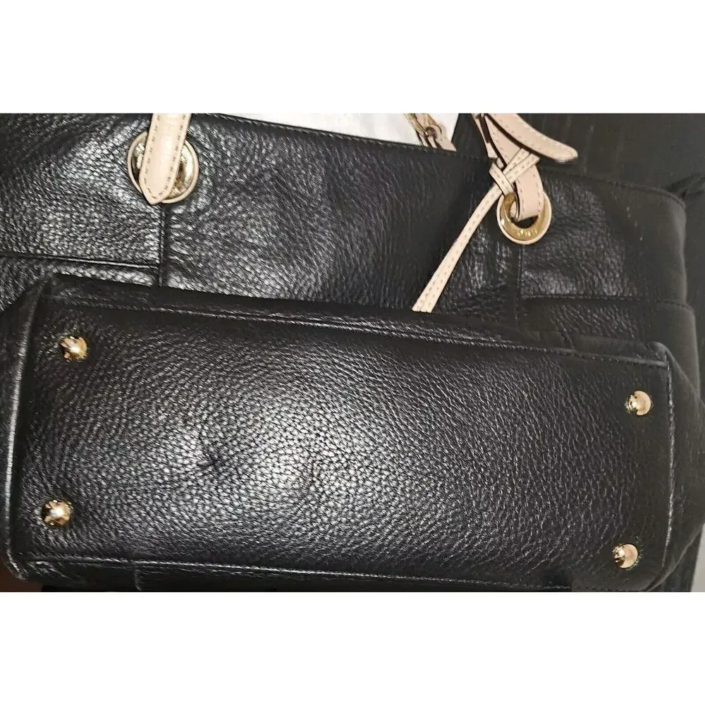 Michael Kors MK Handbag Jet Set Black Pebbled Leather Tote Bag Purse